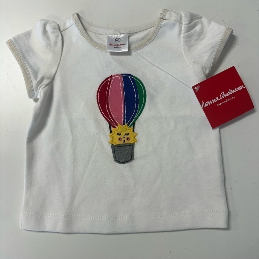 Hanna Andersson Colorful Rainbow Hot Air Balloon Tshirt size 60 3-6m NEW